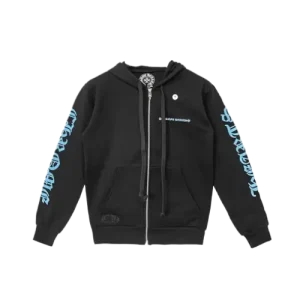 Blue Script Chrome Hearts Zip Up Hoodie