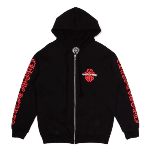 Chrome Hearts Red Dagger Logo Zip Up Hoodie